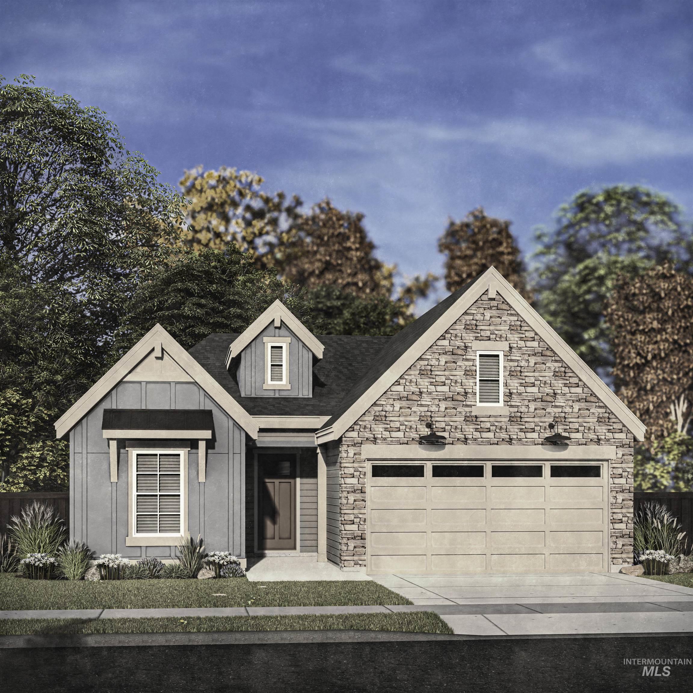 View of front of house featuring stone siding and driveway
