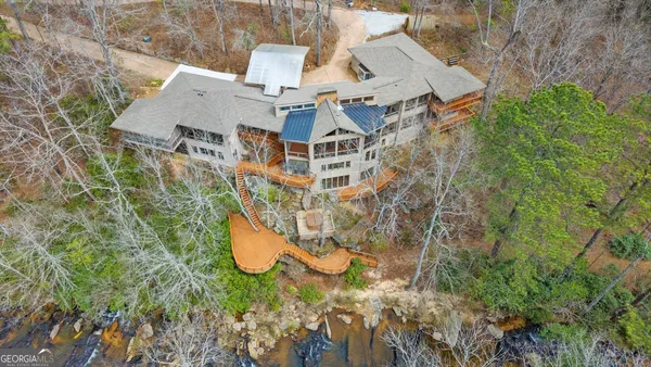 an aerial view of a house