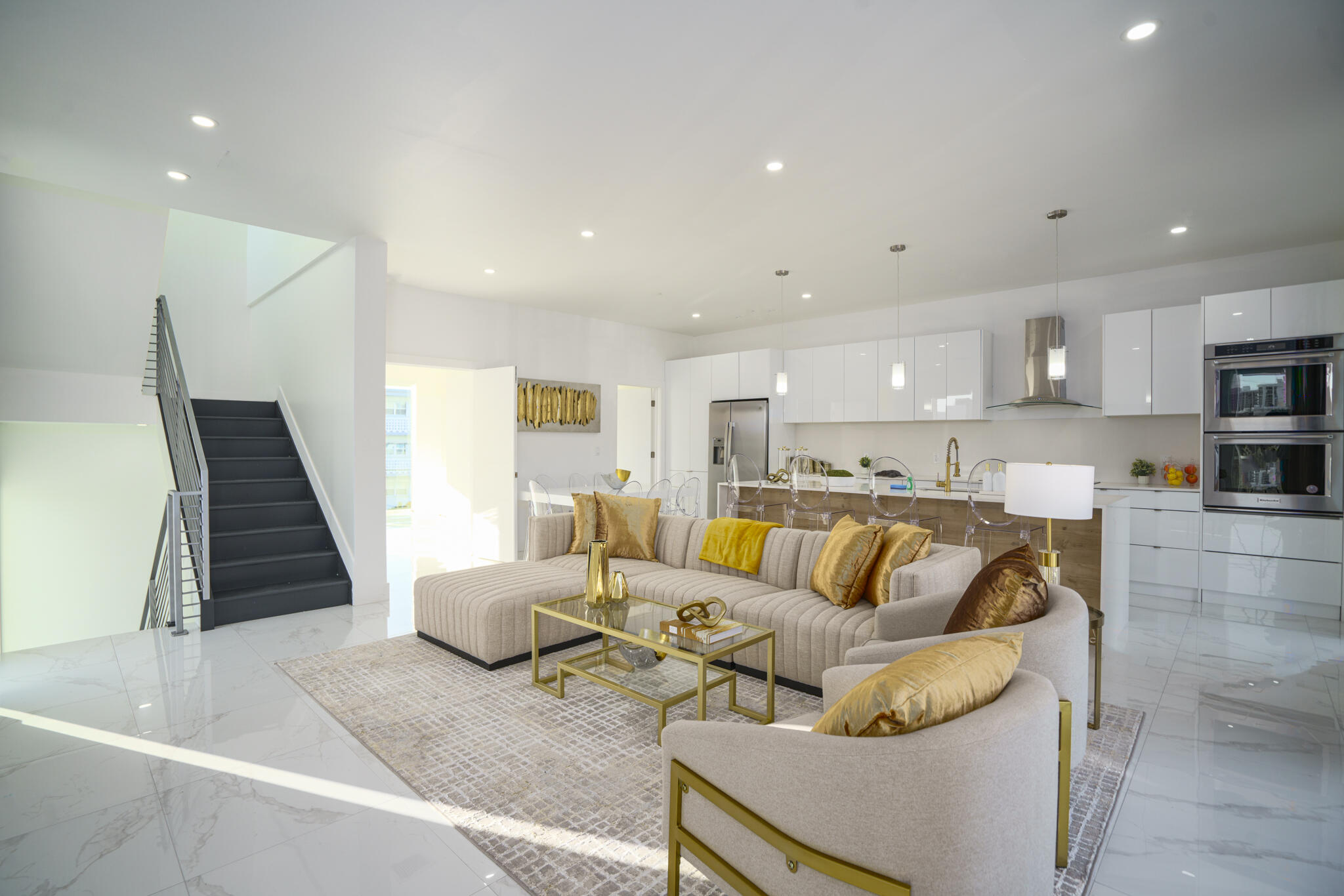 1000 North Riverside Drive Pompano Beach, FL 33062 - Photo 29 of 39 a living room with furniture and kitchen view