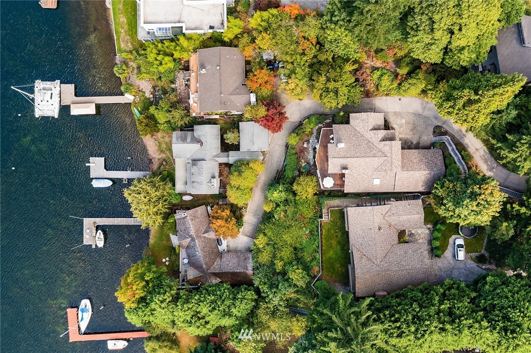 16005 Inglewood Road Northeast Kenmore, WA 98028 - Photo 35 of 39 an aerial view of a house with a yard and trees