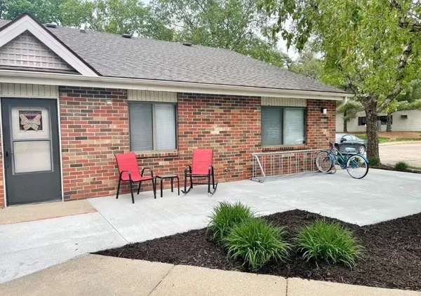 a view of a house with patio