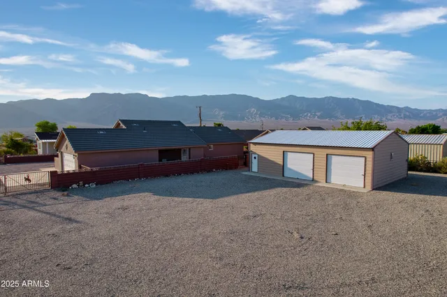 a view of a city with a mountain