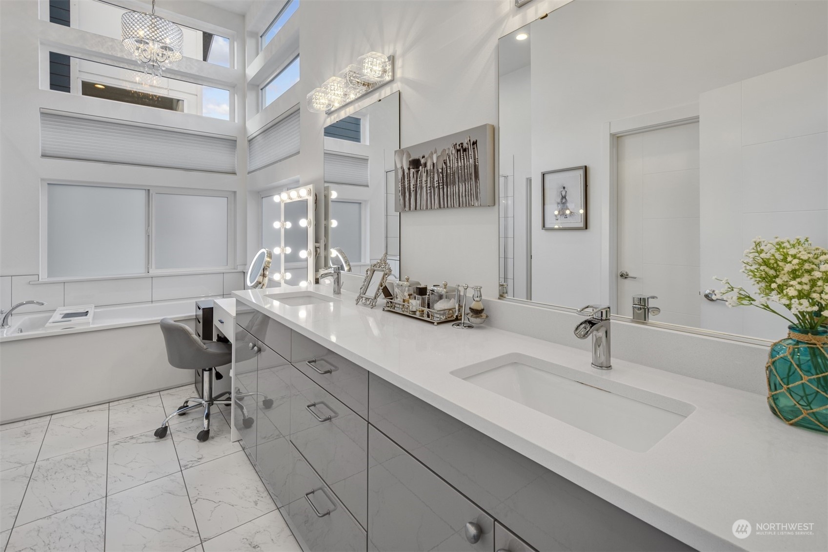 521 Southwest 3rd Place Renton, WA 98057 - Photo 24 of 32 a bathroom with a sink double vanity and a mirror