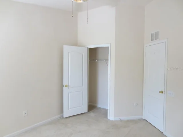 an empty room with closet