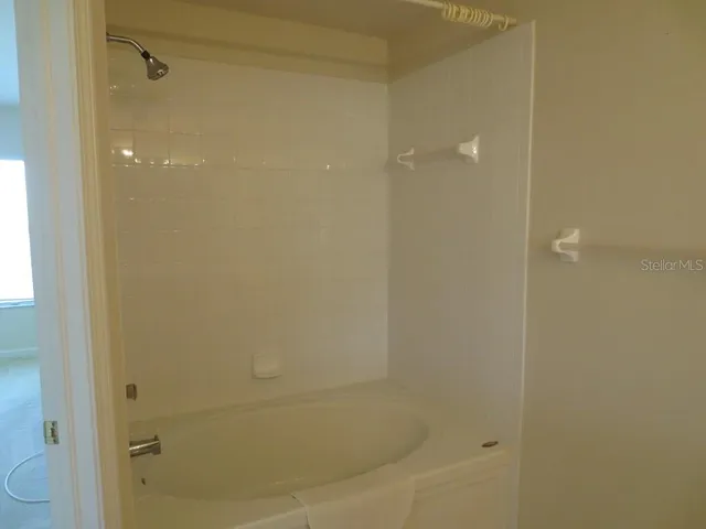 a bathroom with a bathtub