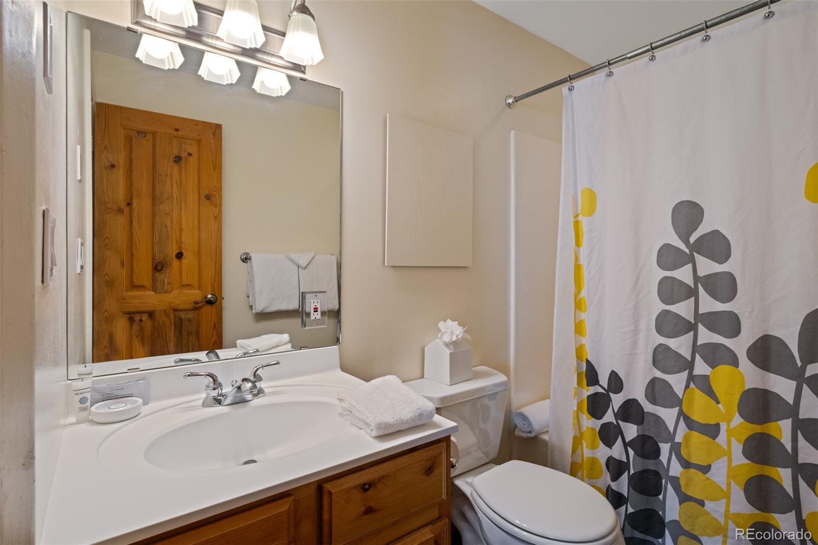 1800 Burgess Creek Road, Unit 205 Steamboat Springs, CO 80487 - Photo 11 of 28 a bathroom with a sink vanity mirror and toilet