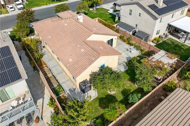 an aerial view of a house