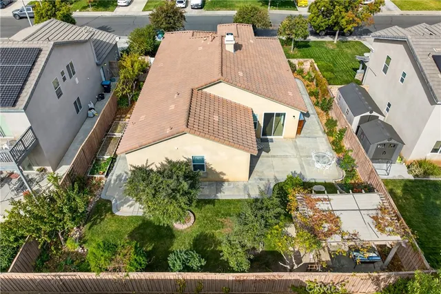 an aerial view of a house
