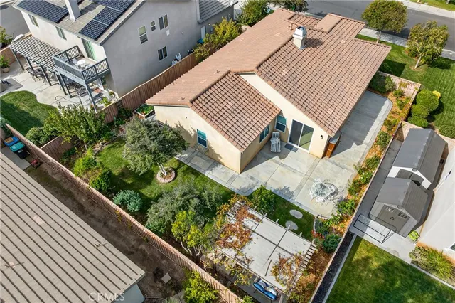 an aerial view of a house