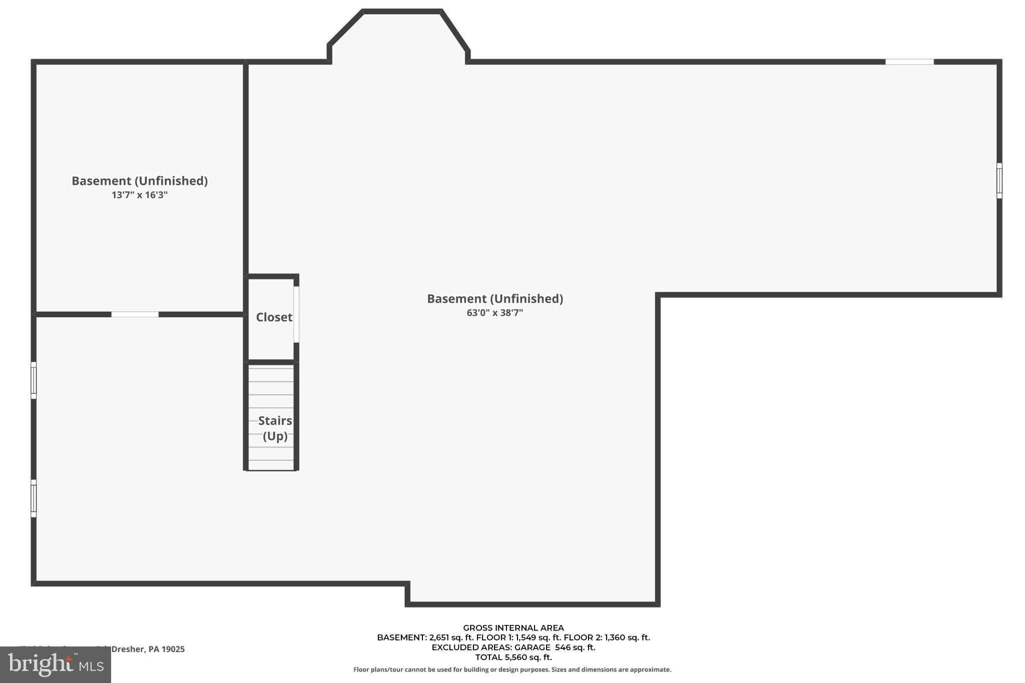1716 St Georges Road Dresher, PA 19025 - Photo 82 of 90 Spacious unfinished basement layout plan.