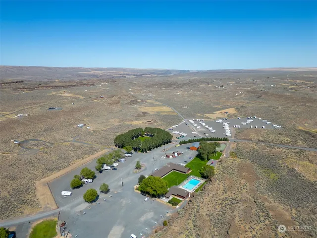 an aerial view of beach and ocean