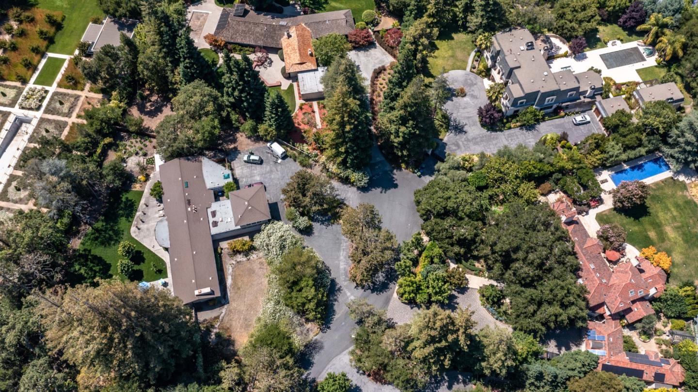81 Clay Drive Atherton, CA 94027 - Photo 6 of 8 an aerial view of residential house with outdoor space and trees all around
