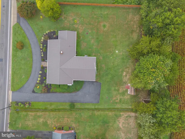 an aerial view of a house
