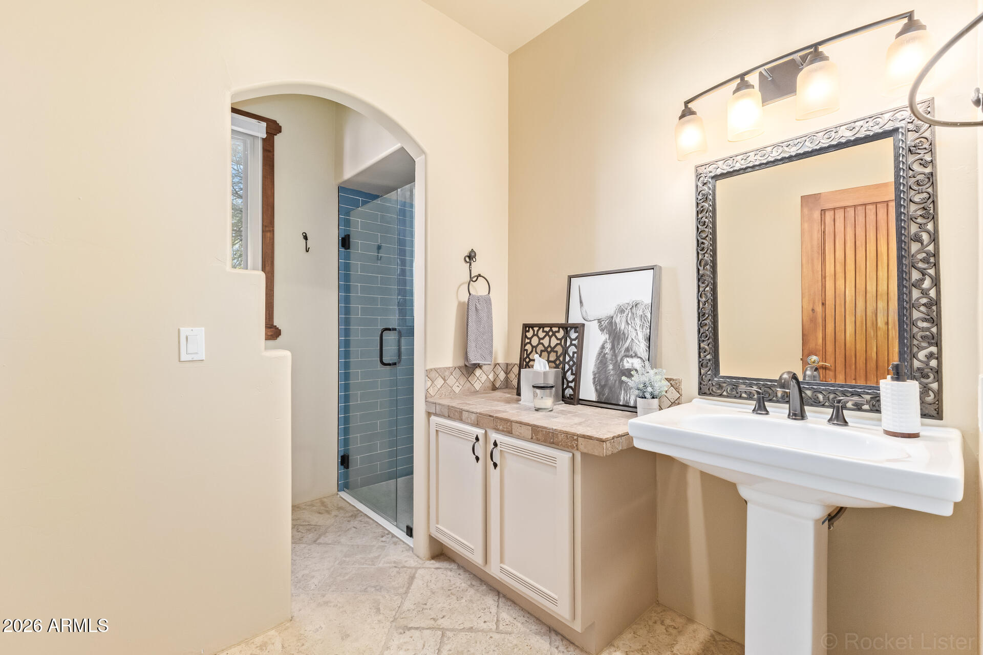 8549 East Bronco Trail Scottsdale, AZ 85255 - Photo 39 of 67 a bathroom with a double vanity sink mirror and
