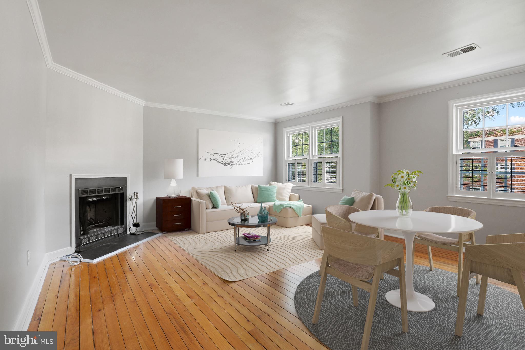 2912 13th Road South, Unit 204 Arlington, VA 22204 - Photo 10 of 32 a living room with furniture a fireplace and a table