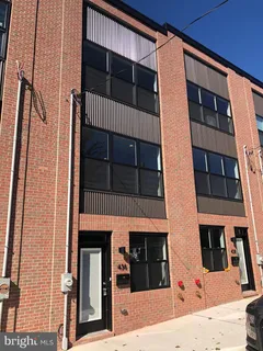 a view of a building with a door