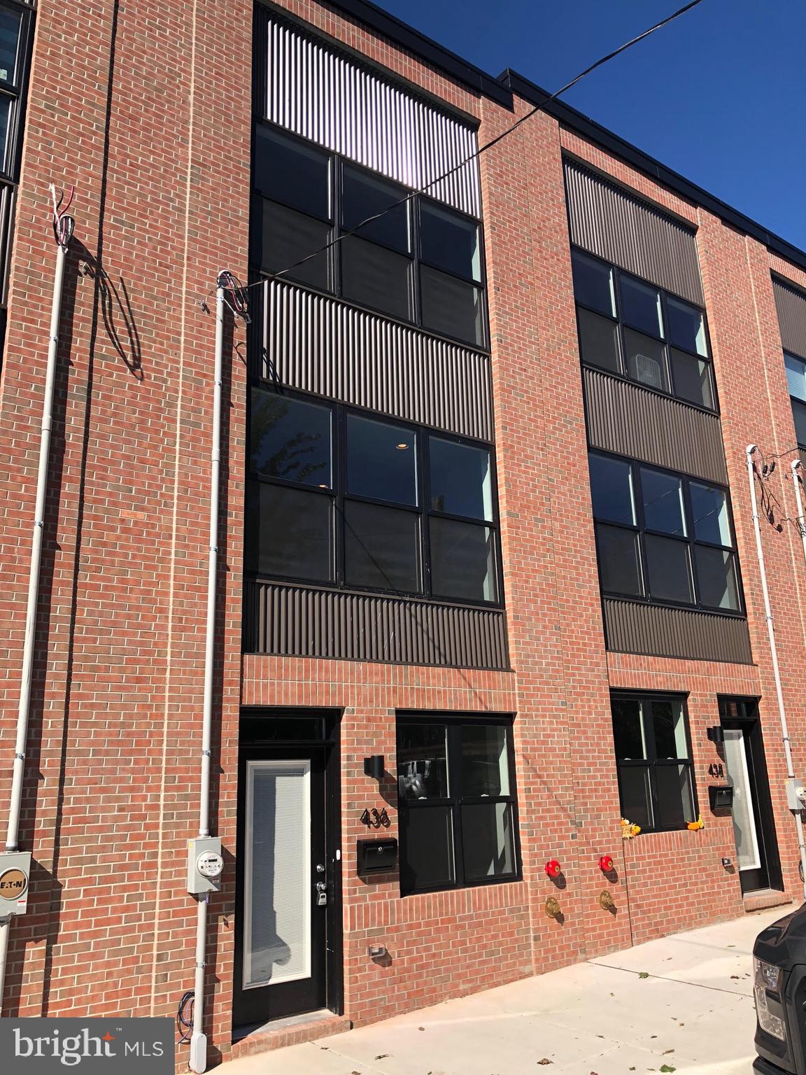 a view of a building with a door