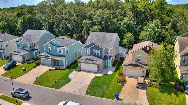 an aerial view of a house