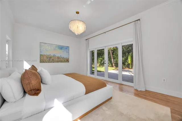 a spacious bedroom with a large bed and a large window