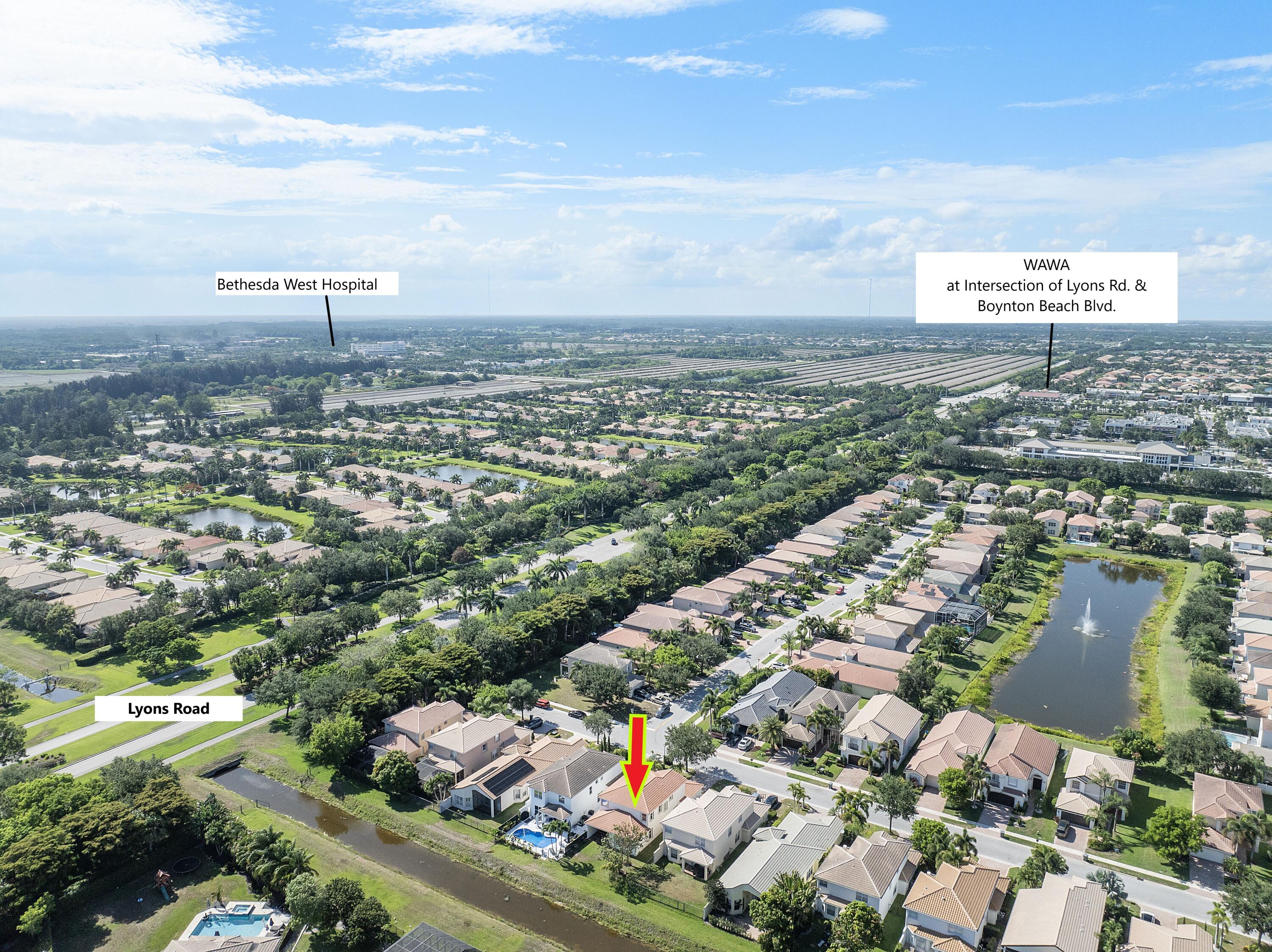8936 Chestnut Ridge Way Boynton Beach, FL 33473 - Photo 34 of 50 Aerial high FLAGGED hospital cross stree