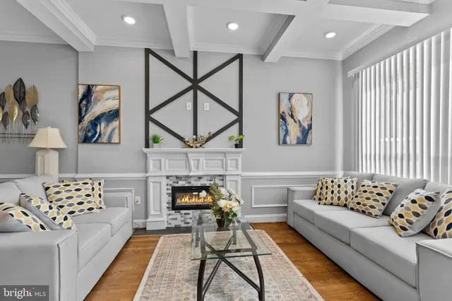 a living room with furniture and a couch