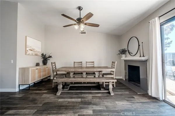 a living room with a fireplace