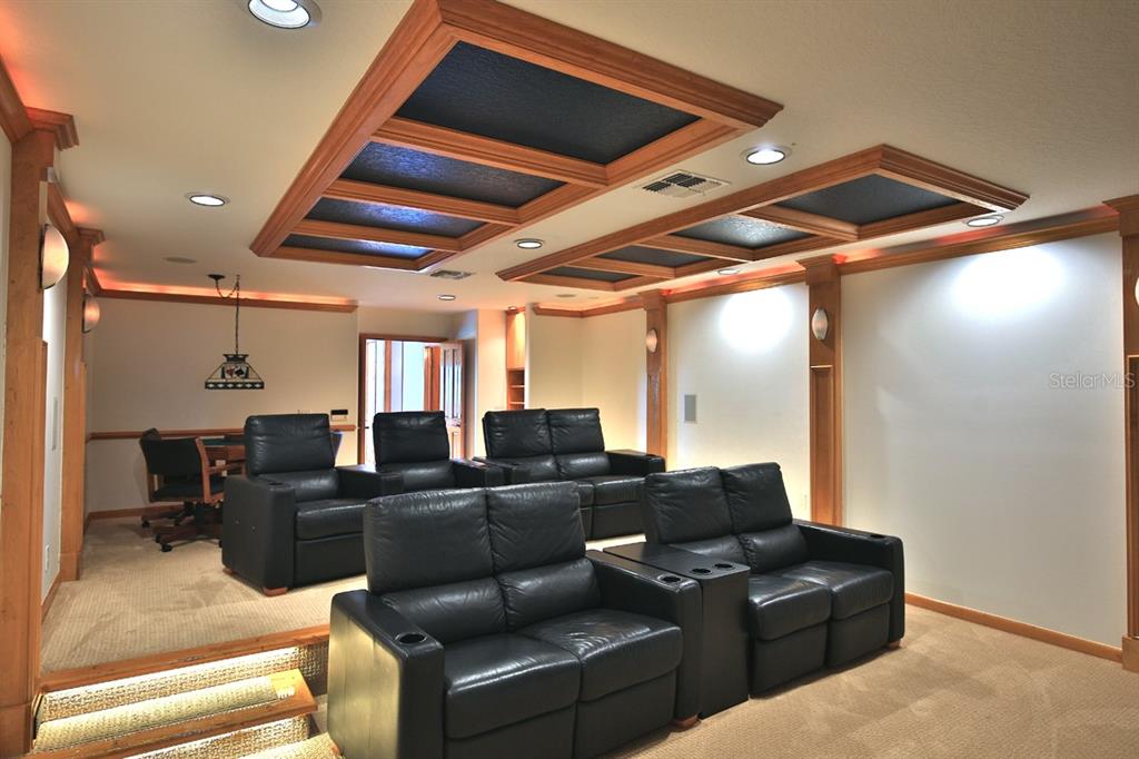 11035 Southeast Sunset Harbor Road Summerfield, FL 34491 - Photo 46 of 97 a media room with lots of chairs and a projector