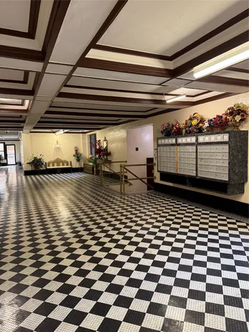a view of a porch with wooden floor