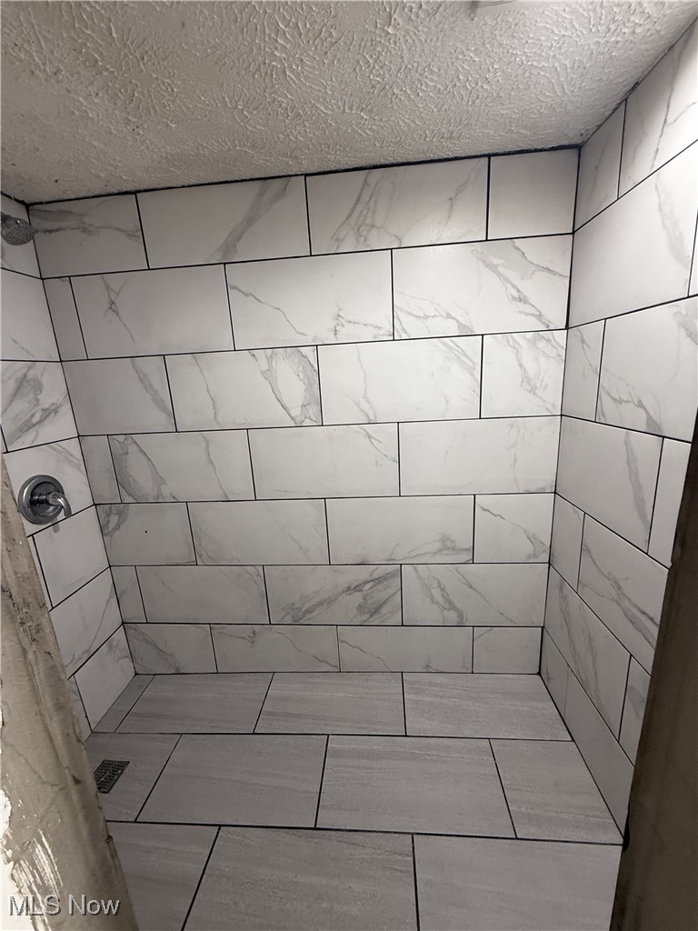 877 Garfield Street Akron, OH 44310 - Photo 6 of 16 Details with a textured ceiling and tiled shower