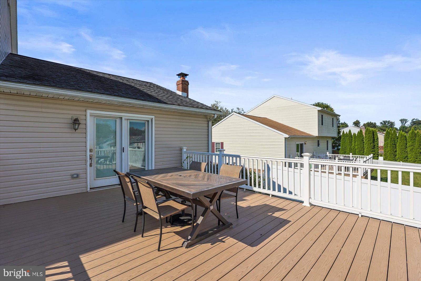 113 Timber Lane Hanover, PA 17331 - Photo 37 of 43 a view of a roof deck with table and chairs with wooden floor and fence
