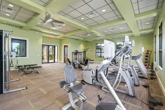 a view of a room with gym equipment