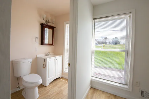 an empty room with windows