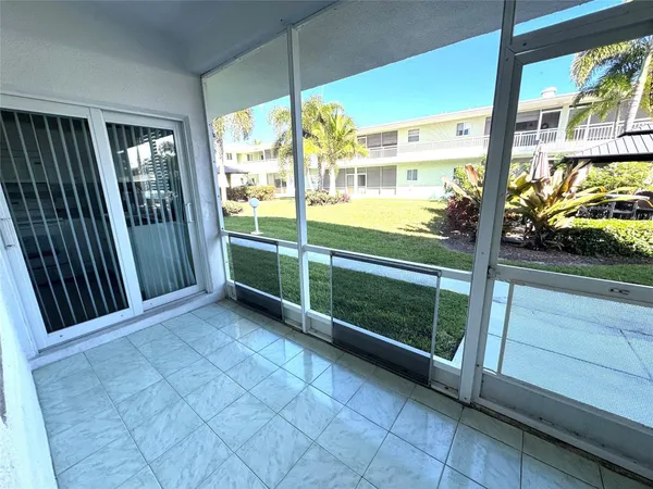 a view of a balcony with city view