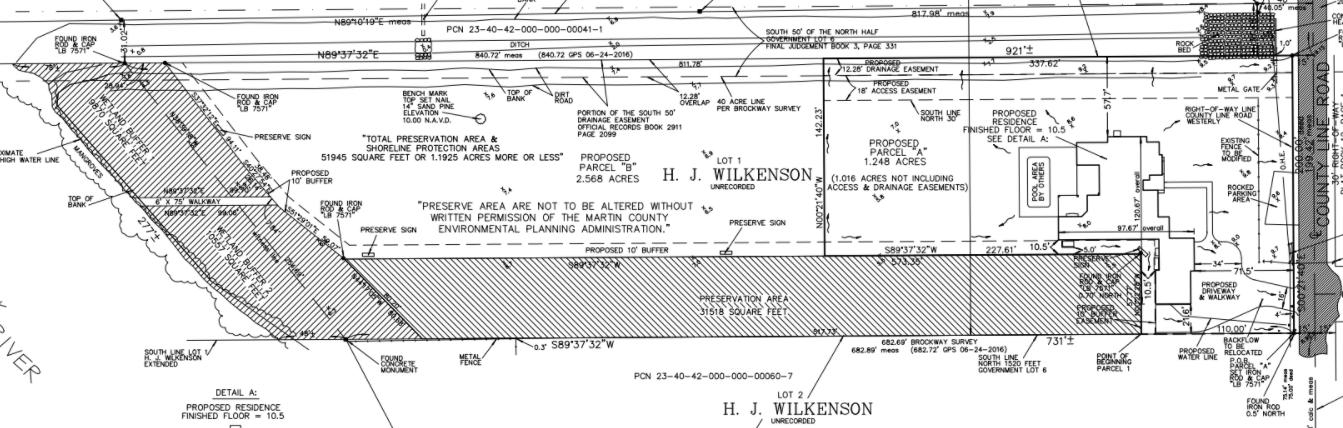 survey with proposed home on lot 1