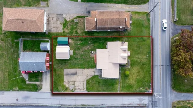 an aerial view of a house