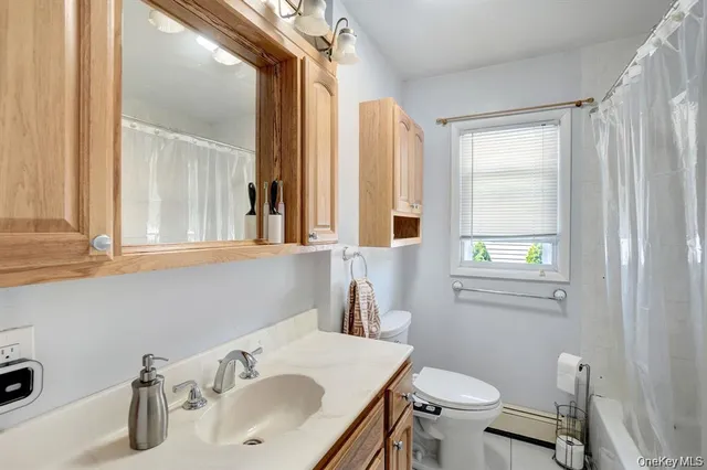 a bathroom with a sink toilet and mirror