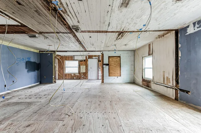 a view of a wooden house