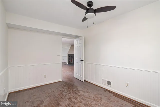 an empty room with closet