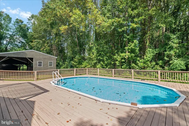a view of a swimming pool with a couches