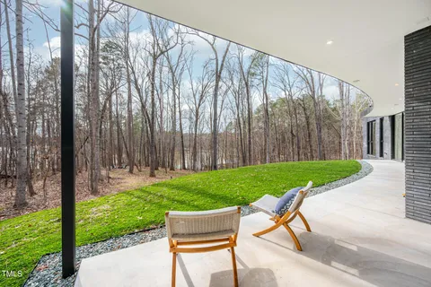 a view of a porch with a backyard