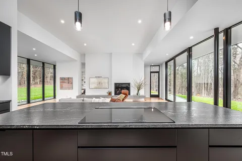 a large white room with a large window