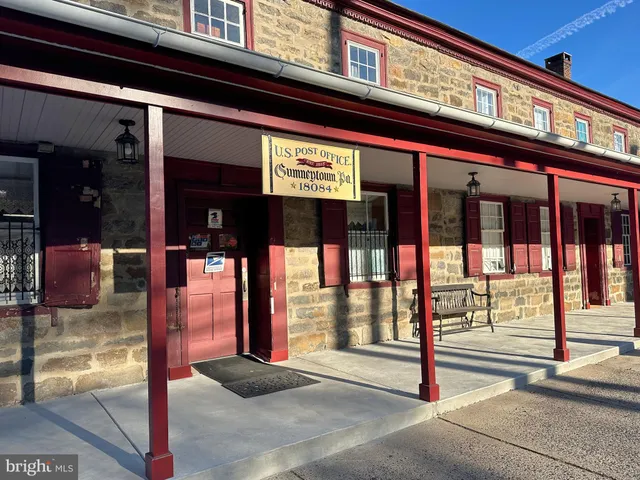 a view of a building with a glass door