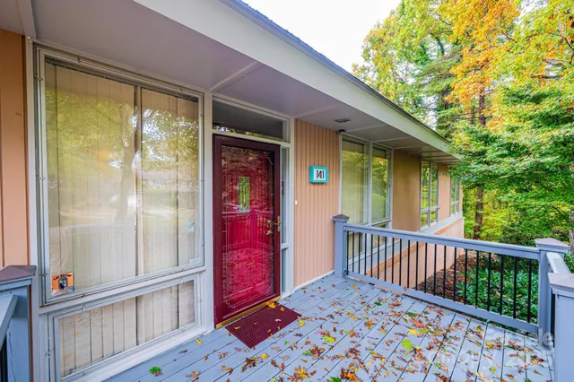a view of a balcony with a porch
