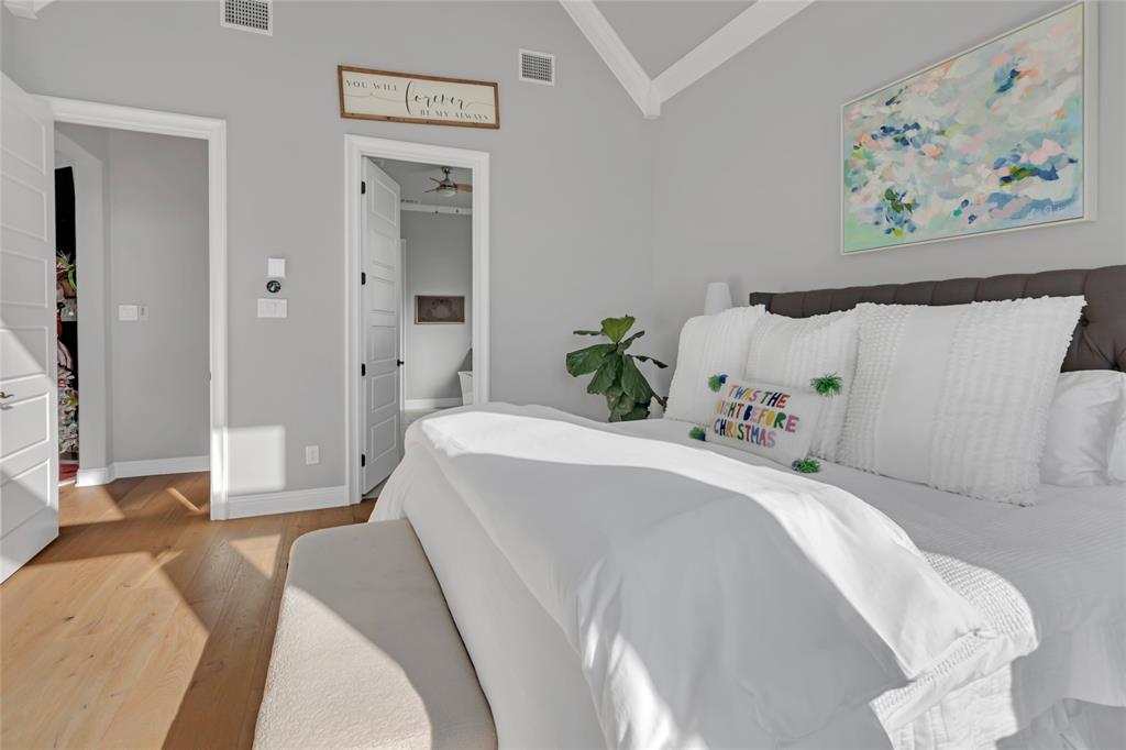 13753 Green Elm Road Fort Worth, TX 76008 - Photo 21 of 40 Another view of primary bedroom with vaulted ceilings