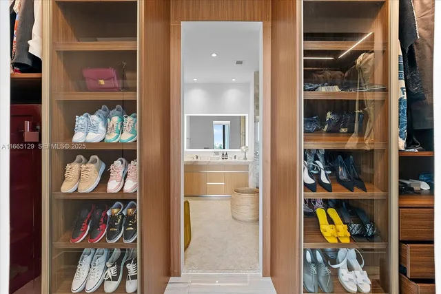 a view of a dinning room and front door