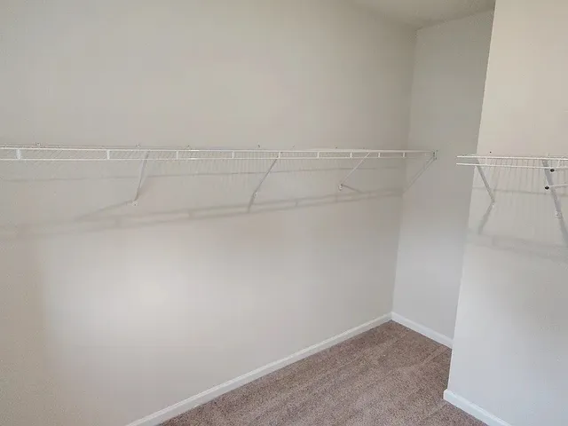 a view of a room with racks on the wall