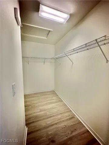 a view of an empty walk in closet