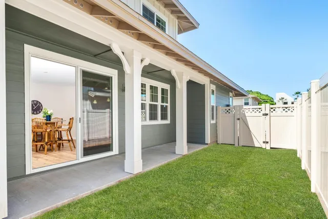 a view of a porch with a yard