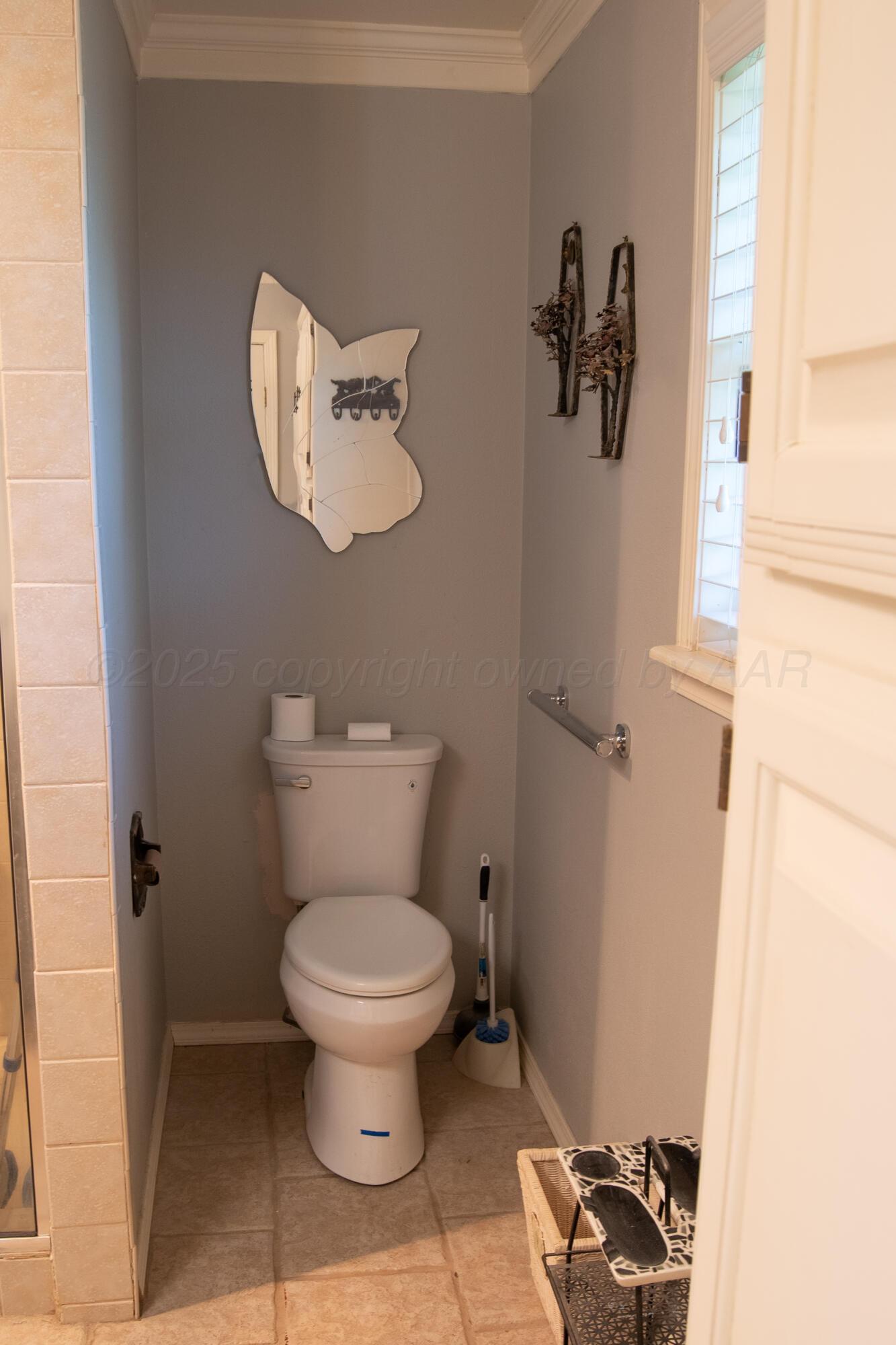 14653 Halsey Trail Amarillo, TX 79118 - Photo 44 of 66 a bathroom with a toilet and a mirror