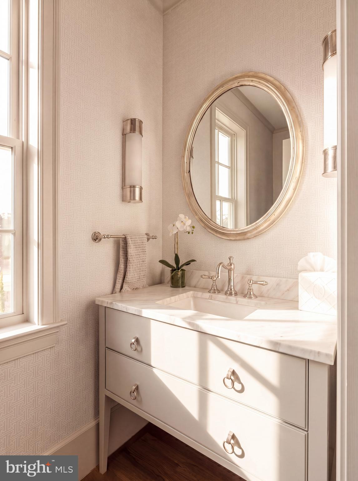 2101 Foxhall Road Northwest Washington, DC 20007 - Photo 22 of 48 A Jewel Box Powder Room with Subtle Finish